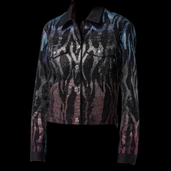 Philipp Plein Limited Release Crystal Zebra Lined Denim Jacket - US 4 - Picture 15 of 16
